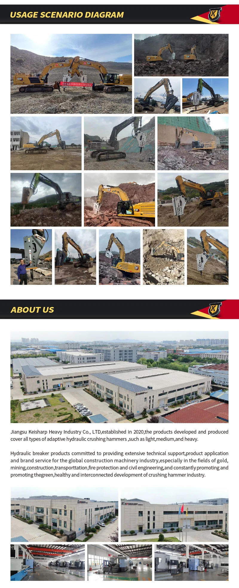 New Design Professional China Manufacturer 20-27 Ton Excavator Hydraulic Rock Crushing Breaker